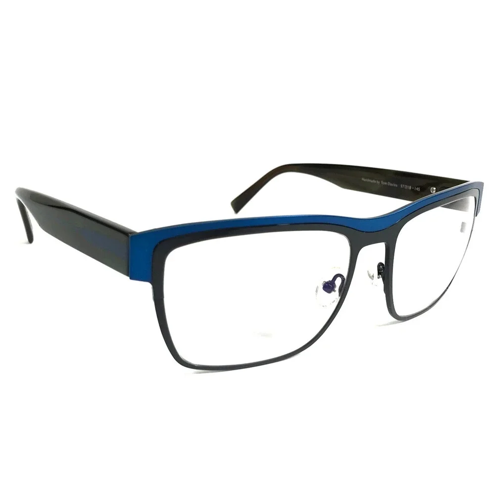Tom Davies Eyeglasses Frames TD754 Col. 2266 Matte Black Blue Horn 57-18-145